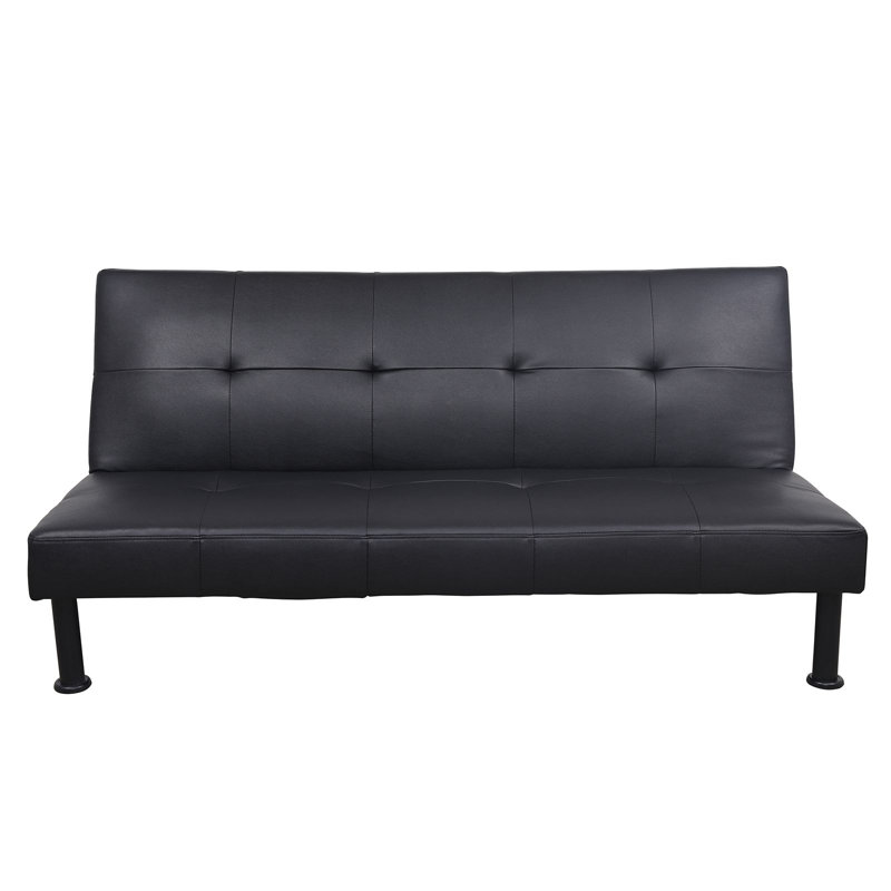 Magally Twin 64'' Faux Leather Convertible Sofa