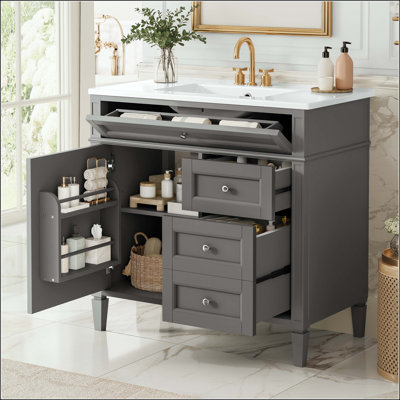 Meuble-lavabo 36 po avec tiroirs et organisateur de porte