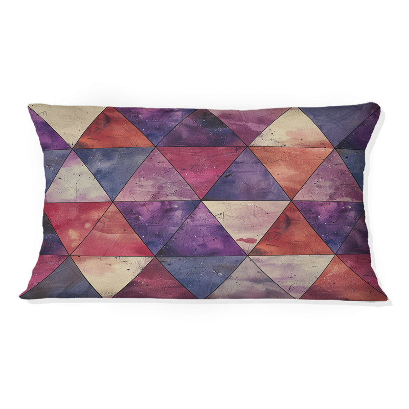 Coussin lombaire mauve rouge Midcentury