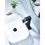 Robinet de lavabo pour salle de bain à poignée simple Waterfall Spout, noir mat, acier inoxydable avec bonde escamotable sans trop-plein-121645547