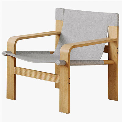Fauteuil d'appoint Mid-Century détachable et lavable en chêne avec accoudoirs larges et structure en bois massif pour le salon, la chambre à coucher et le balcon (GRIS CLAIR)