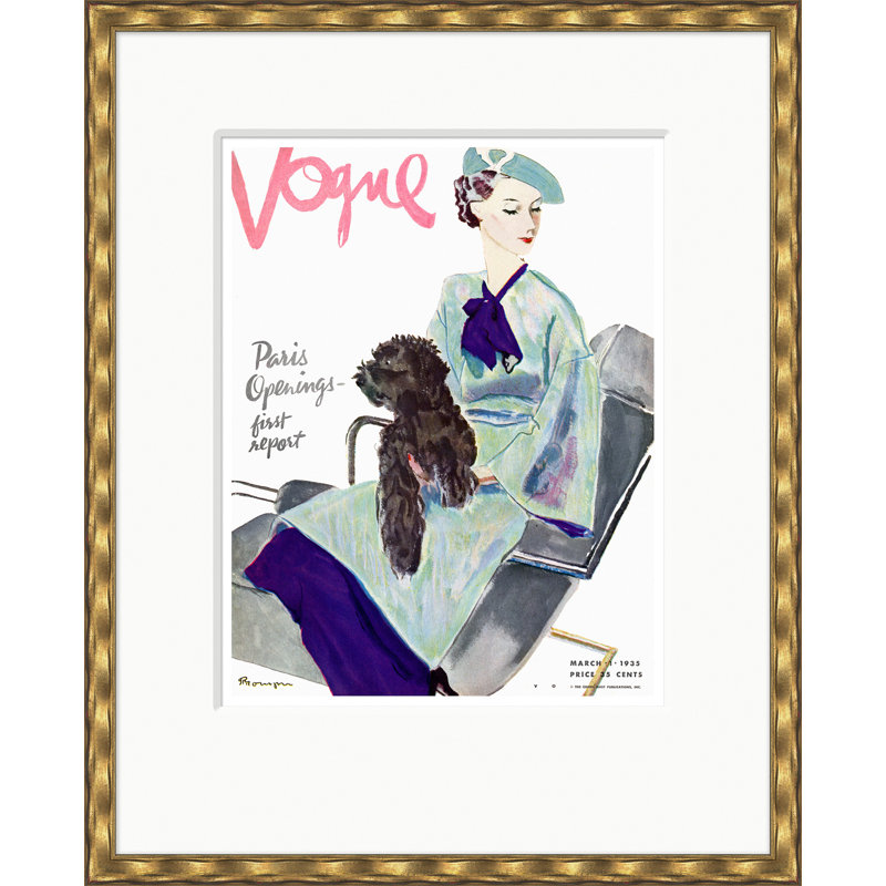 Vogue Cover, Paris Openings, Pierre Mourgue, March 1, 1935 Print by Pierre Mourgue, Gold