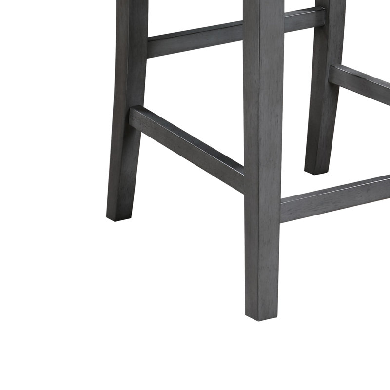 Siège de comptoir de 20 po de hauteur, revêtu de gris avec repose-pieds, largeur de produit de 19,89 po, duo de chaises en caoutchouc et bois