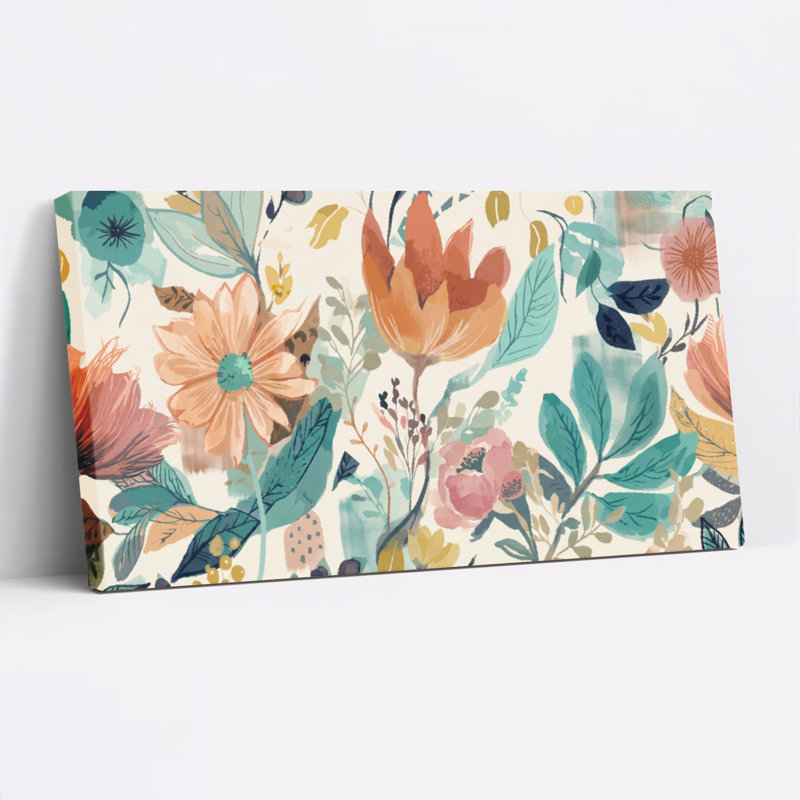 Ensemble de 1 tableau sur toile à motif floral, H 24 po x l 48 po