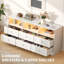 Commode 6 tiroirs avec prises de courant et éclairage à DEL, commode en bois mince avec tablette ouverte, conception étroite peu encombrante pour la chambre à coucher, la chambre de bébé ou le placard-79304569