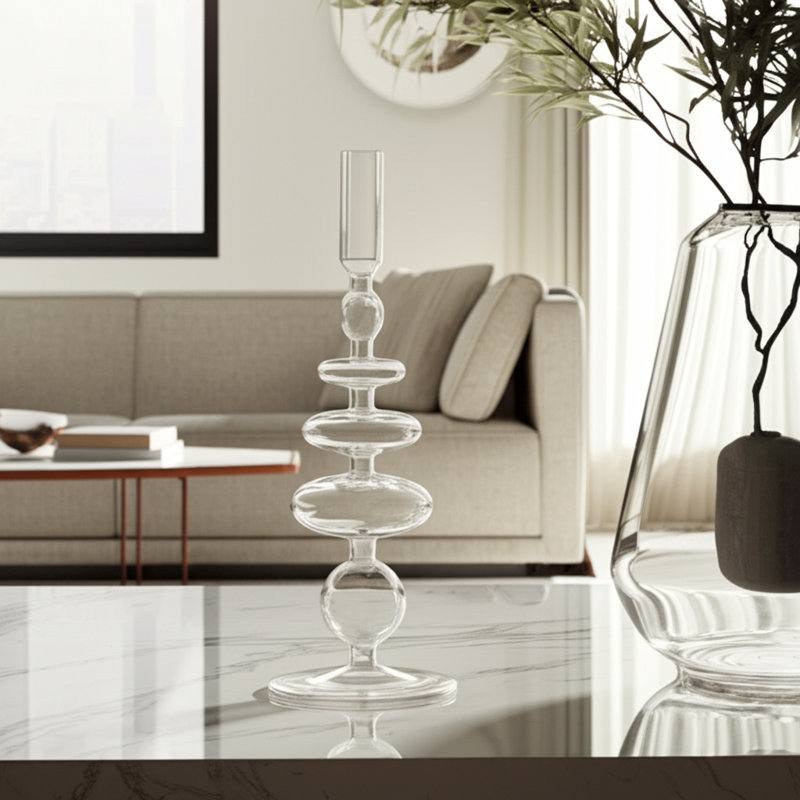 Candlestick Candle Holder, Clear
