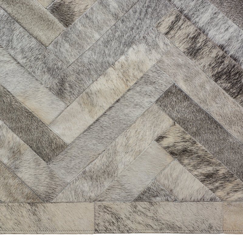 Plutus Cowhide Chevron Area Rug, Rectangle 12' x 15'