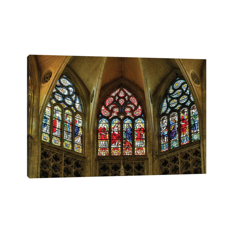 France, Toulouse. Cathedral of St. Etienne Stained Glass Windows. 1 Piece Wrapped Canvas Wall Art