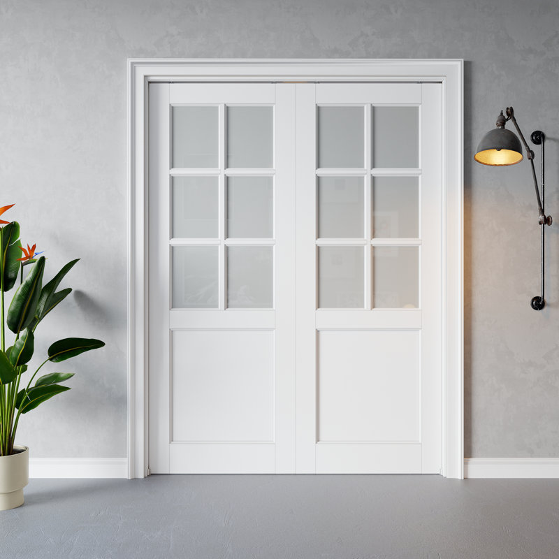 Porte coulissante en verre givré 6-Lite, 48 po x 80 po