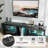 63" Glossy LED TV Stand for 70" TVs, Modern Gaming Center with Built-In Outlet & Adjustable Glass Shelves, versatle TV Console for Living Room or Bedroom, Black-1343708580