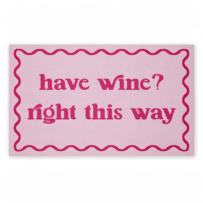 Tapis de porte rose à imprimé de roses «Wine Have Wine», par Lil 'Rue, 18 po x 30 po