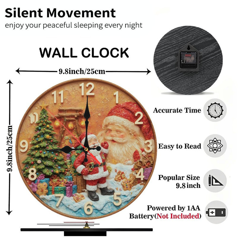 Horloge de Noël-Face-Avec-Père Noël-Scène