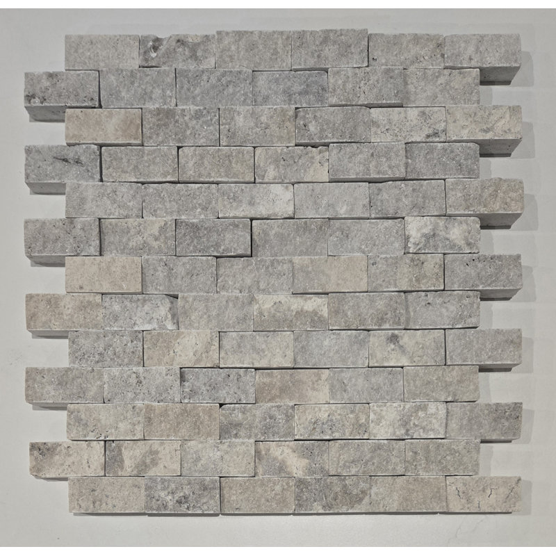 1x2 BRICK SPLITFACE, Silver/Gray