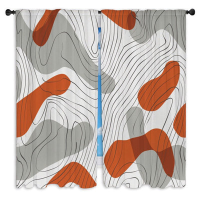 Wave Lines Window Curtains  Cool Pattern Flowing Drapes - 2 Panels