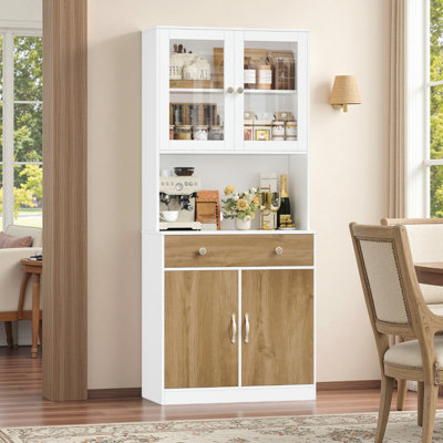 Armoire de cuisine haute de 70,9 po x l 31,5 po avec dessus de station café et trou pour câbles, rangement polyvalent moderne avec tiroir large