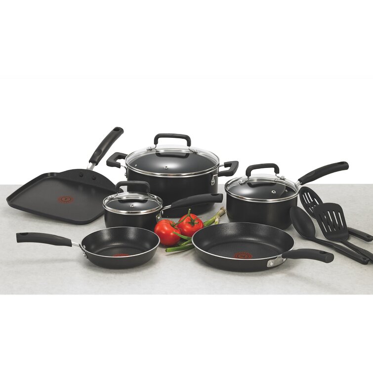 T-fal Expert Forged Nonstick Cookware, 12pc Set, Black