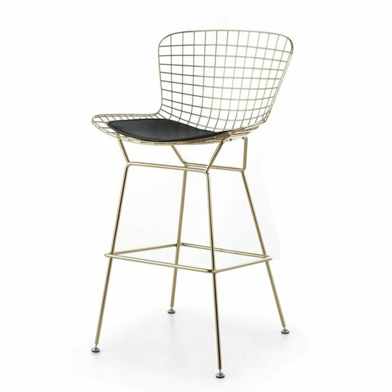 Dulcemaria Upholstered Counter Stool with Metal Frame, Silver/White, 26" Counter Stool