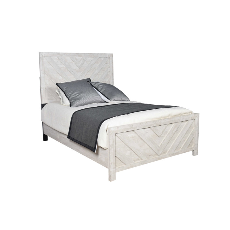 Lit double moderne de style moderne avec lit gris et tête de lit fonctionnelle en bois massif