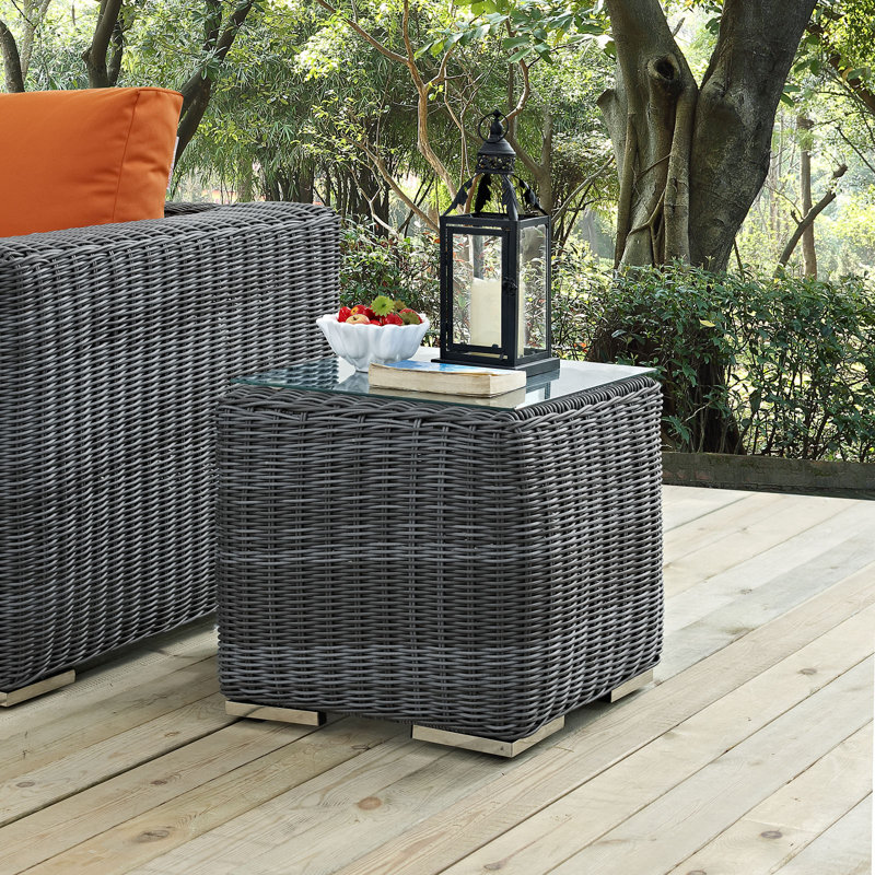 Modway Modrest Invite Outdoor Patio Ottoman, Red