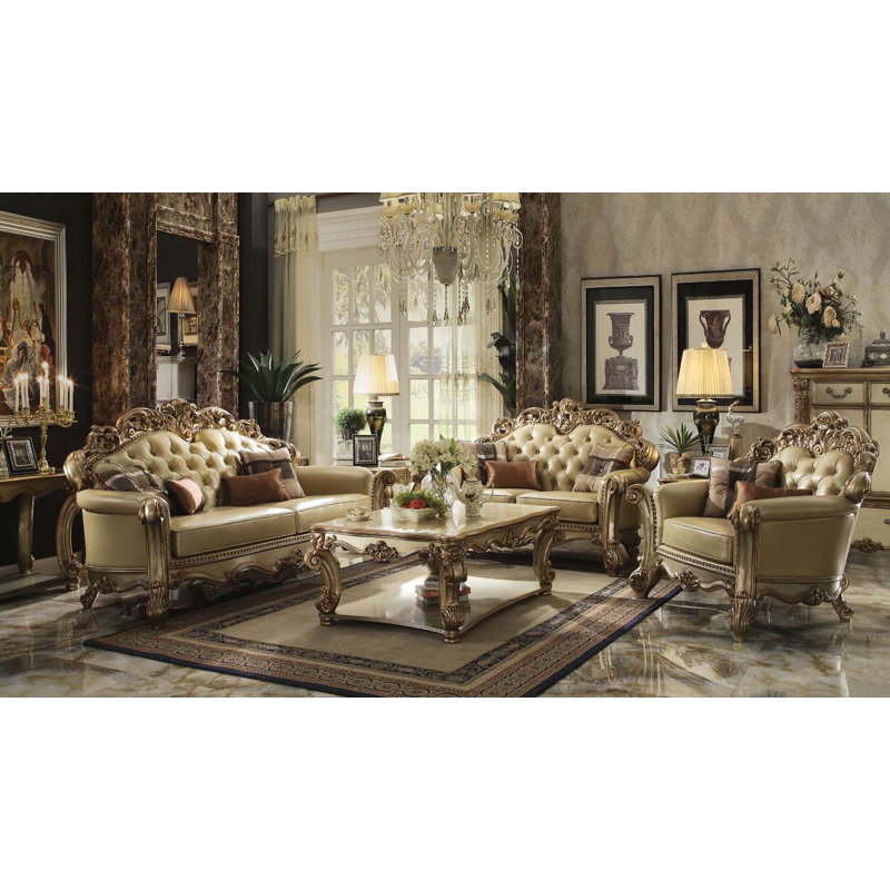 Haslet Rolled Arm Sofa, 52" H x 96" W x 42" D, Bone, Gold