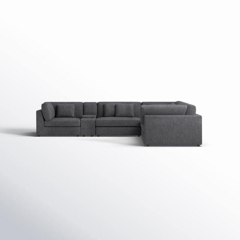 Limones Corduroy L-Shaped Sectional Reversible, Dark Gray Corduroy