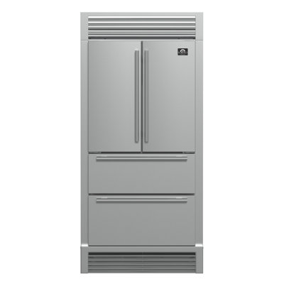 Forno Moena 36" French Door 19.2 cu. ft Stainless Steel Refrigerator, with Decorative Grill - 40"es Wide — FIN-0020092 | Fridge.com