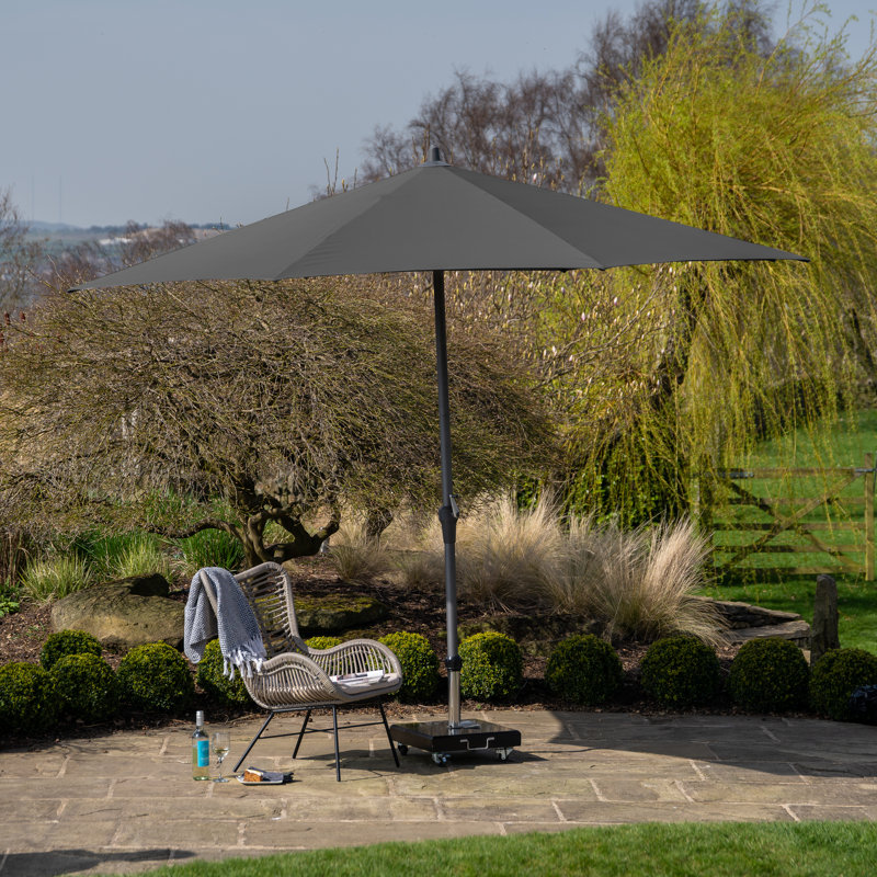 Hatten Riva Traditional Round Parasol, Grey, 262cm H x 350cm W x 350cm D