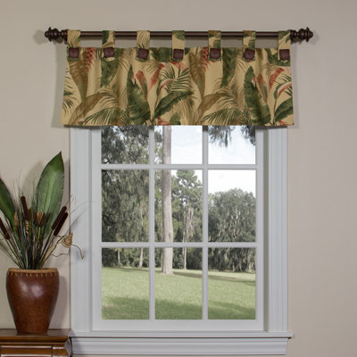 La Selva Natural Tropical Cotton Floral Tab Valance with Buttons