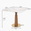 Table de salle à manger moderne carrée, table en pierre frittée 33,5 po avec pieds en bois et base dorée, table de cuisine pour 2 personnes pour petit espace, capacité de poids de 150 lb-1285961469