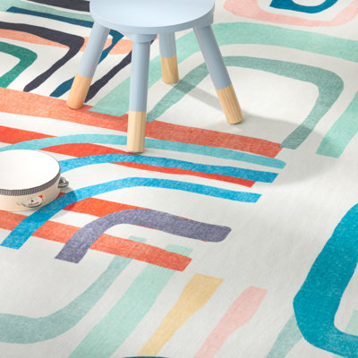 Tapis bleu / multicolore lavable Tune & Country Play Jovie Rainbow Party