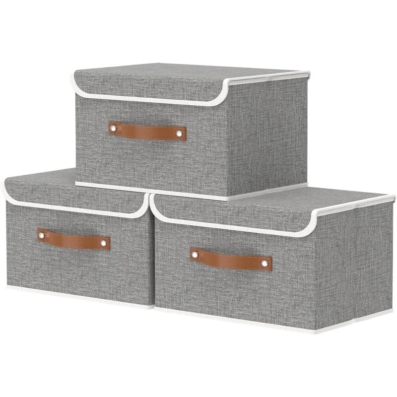 Brayden Studio Box, 20cm H x 23cm W x 33cm D, Grey