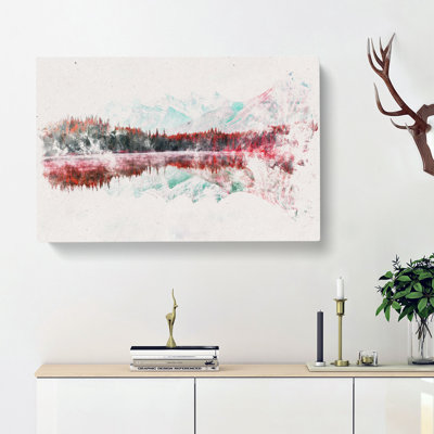 Lake Reflection Watercolour - Wrapped Canvas