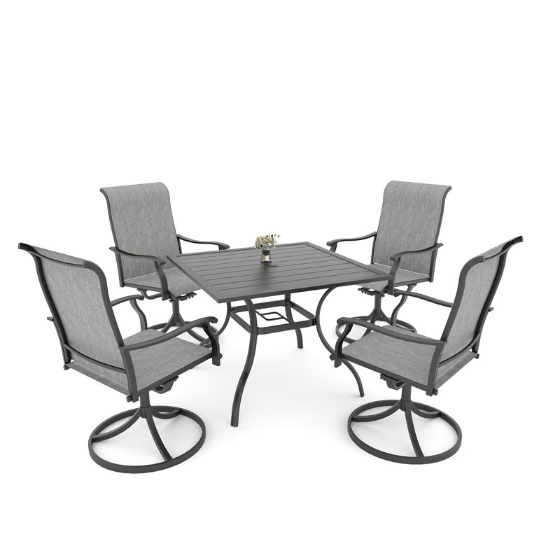 4 - Person Square Steel Outdoor Dining Set, Hard Stone