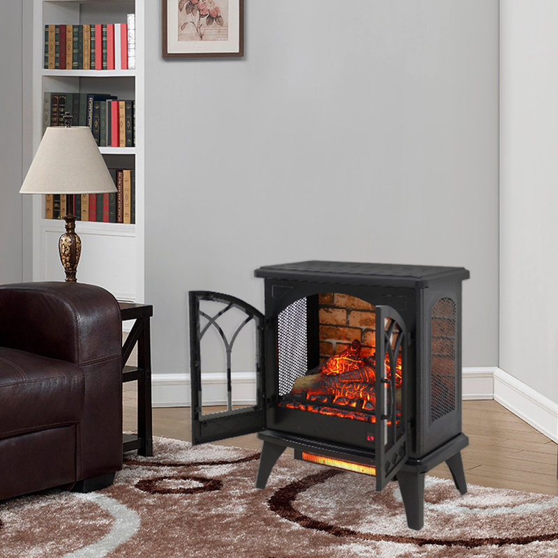 24" Electric Infrared Quartz Fireplace Stove with 3D Flame & Remote Control