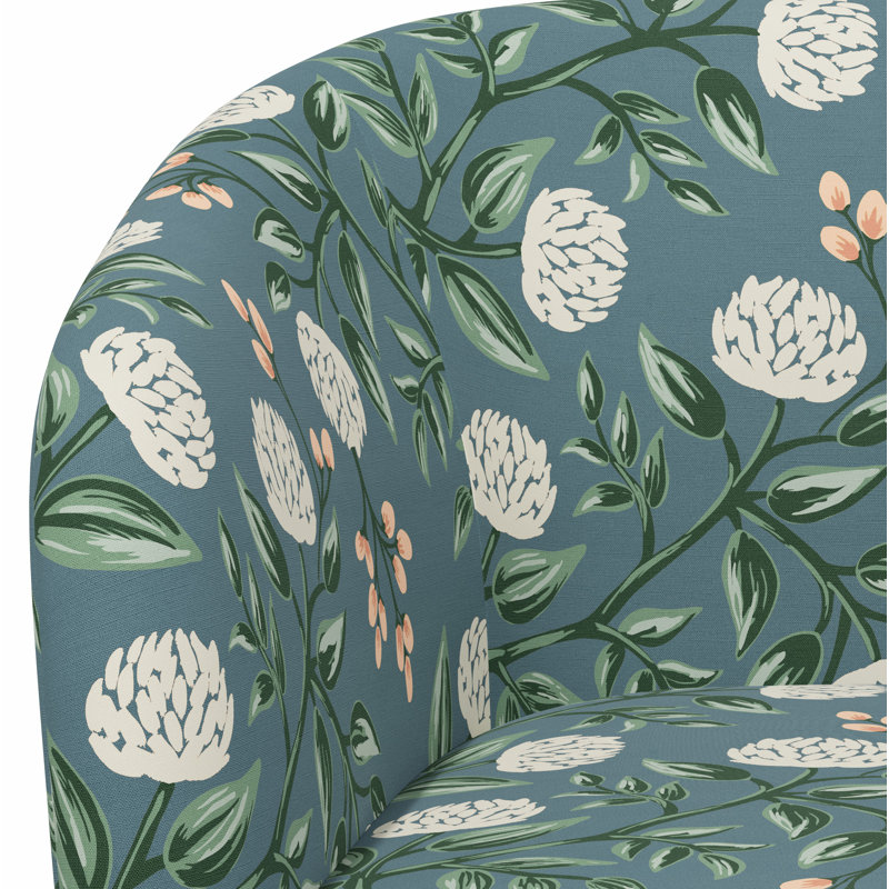 Pembroke Swivel Chair, Rpc Peonies Emerald Linen