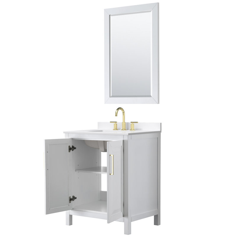Daria 30'' W Vanity, White, Brushed Gold, White Quartz