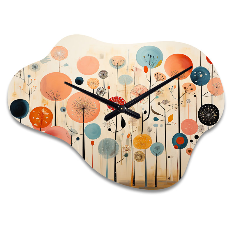 Papier peint coloré fantaisiste Mid Century - horloge murale asymétrique moderne en métal, horloge murale nuage, Grand