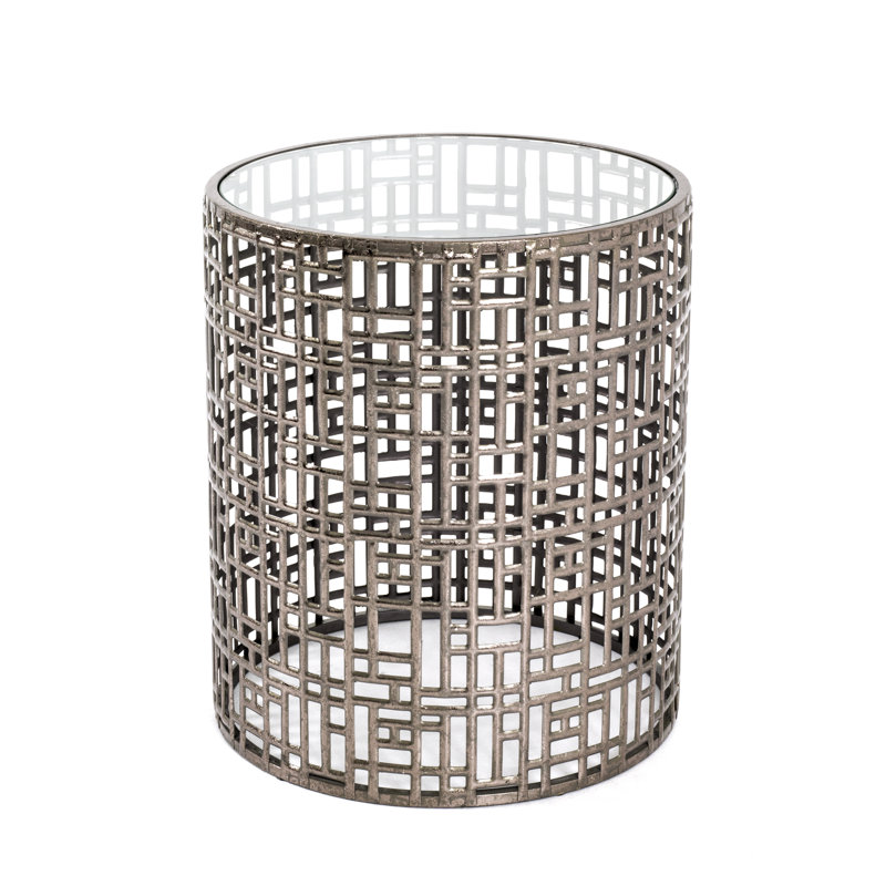 Mercy Glass Top Drum End Table