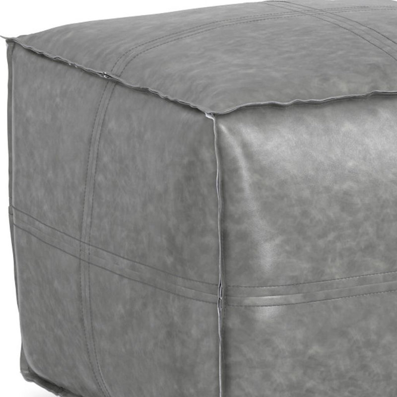 Pouf ottoman gris en similicuir de 45 cm