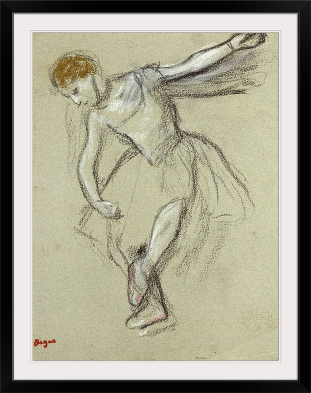 Une danseuse de profil (craie) par Edgar Degas - reproduction, l 44 po x P 35 po x H 1 po, Cadre noir