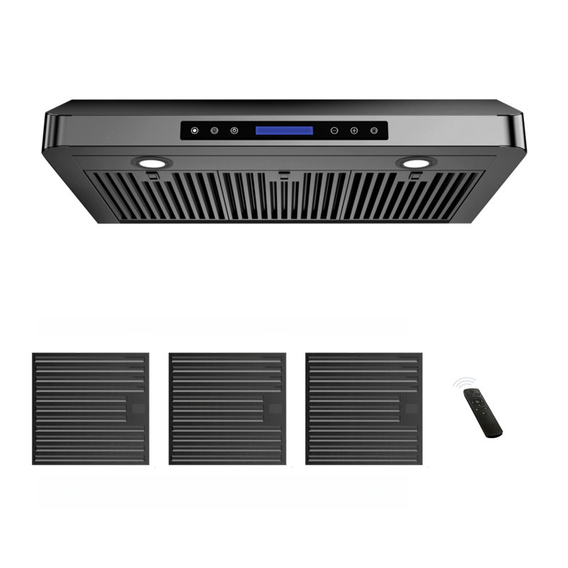 36'' 900 CFM Under Cabinet Range Hood with Versatile Venting,Remote,Touch Control LCD, Black