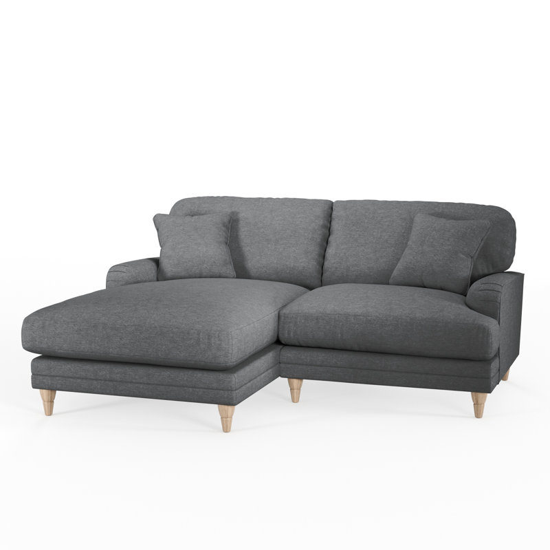 Elfur 3 Seater Sofa & Chaise, Charcoal, Left Hand Facing, Country Oak