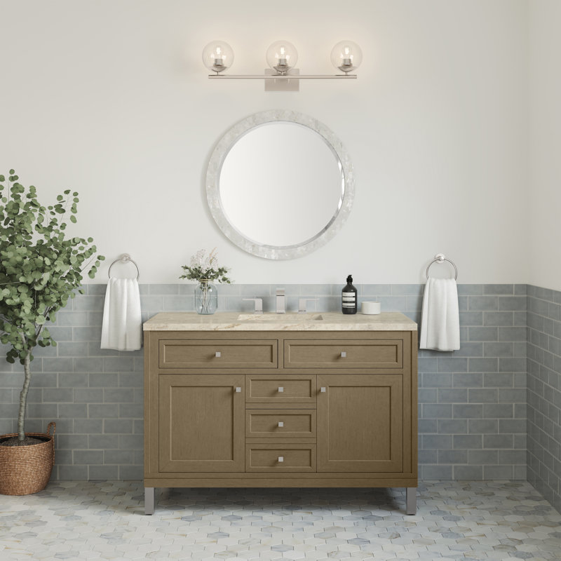 Meuble-lavabo simple 48 po Chicago avec chargeur sans fil FreePower Chicago, Noyer murmure, Tajnar Eclos