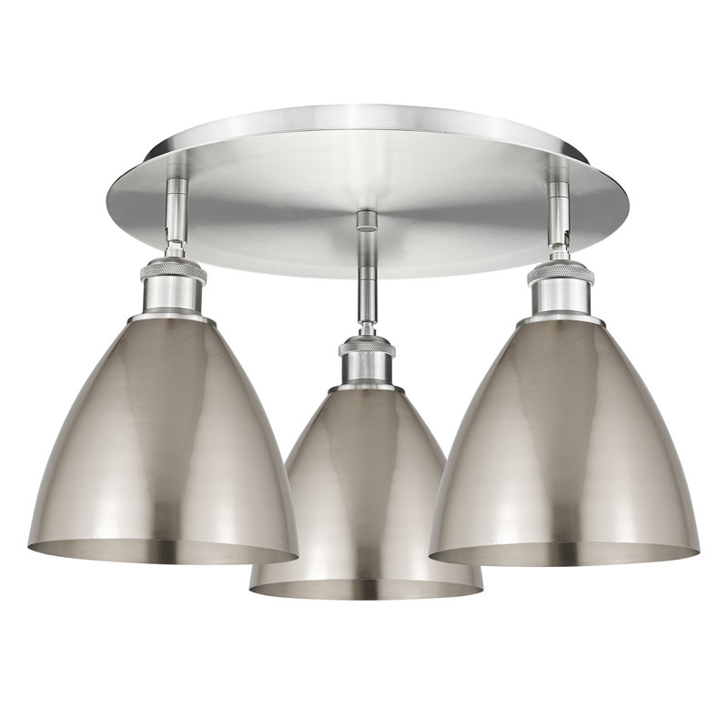 Plafonnier encastré 3 lumières 7,5 po Allare, Nickel satiné, Nickel satiné