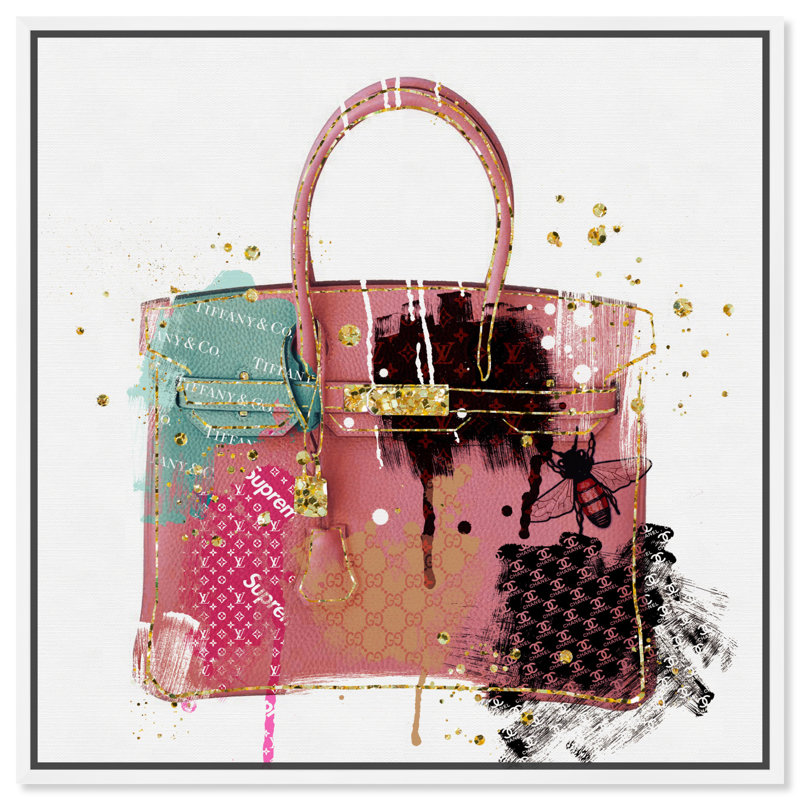 «Fashion and Glam French Purse Splatters Handbags», impression sur toile, H 20 po x l 20 po, Toile blanche encadrée