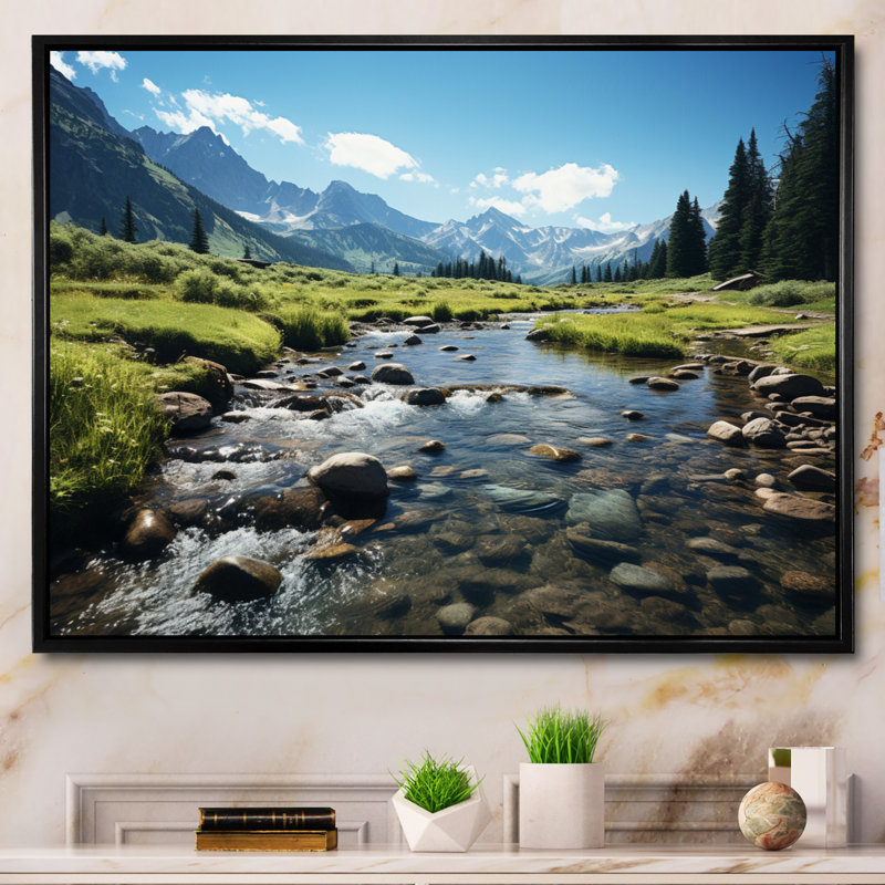 «USA Rocky Mountain National Park River I», reproduction d'art sur toile encadrée, Cadre flottant noir