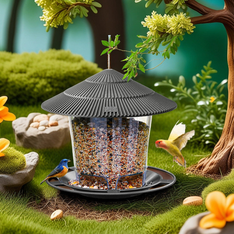 AWHAO Plateau Récupérateur De Graines D'oiseaux, Cerceau Pour Mangeoires à Oiseaux, Plateau Suspendu, Plate-forme D'alimentation Pour Oiseaux, 1 Pièce