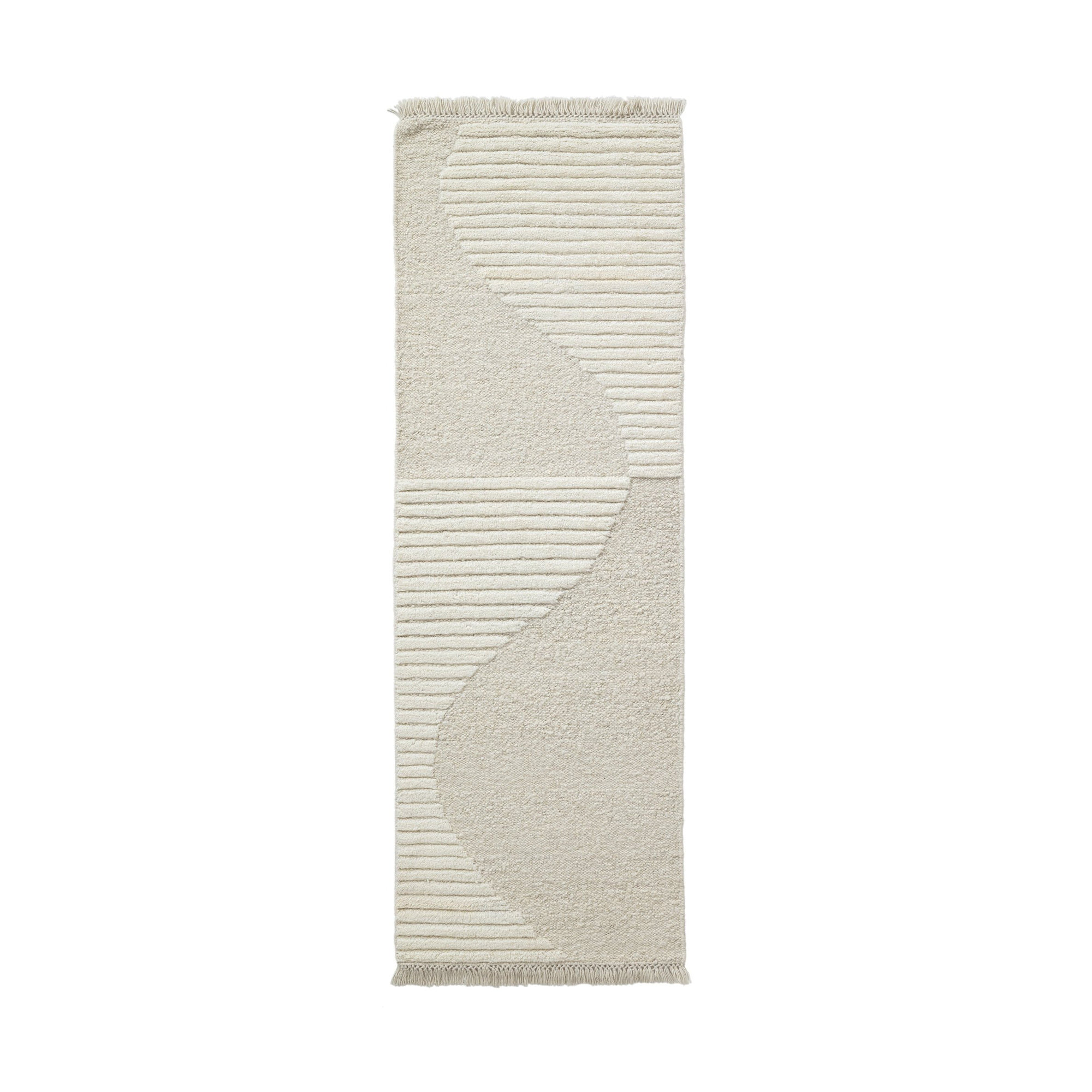Alar Rectangle Geometric Flatweave Wool/Cotton Area Rug in Ivory, Runner 2'6" x 8'