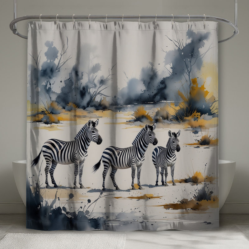 Rideaux de douche Zèbres en milieu sauvage extra long, L 70 po x H 84 po