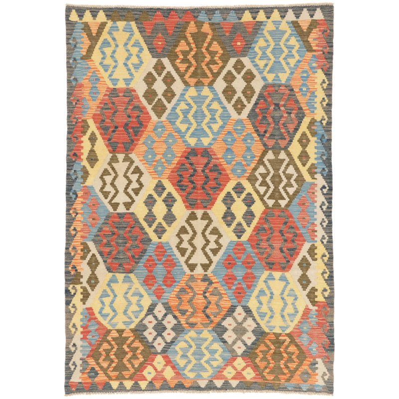 Rectangle 123 cm x 180 cm Wool Hand Woven Kilim